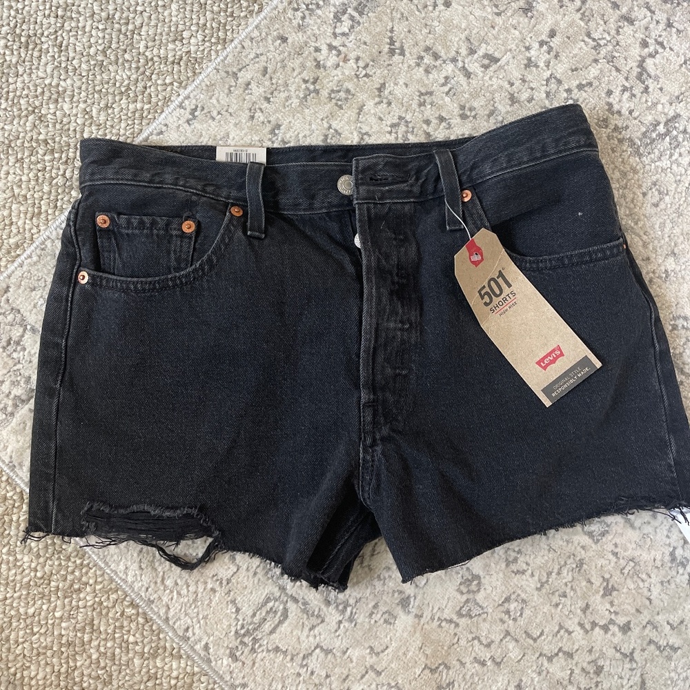 Levi’s 501 black denim shorts